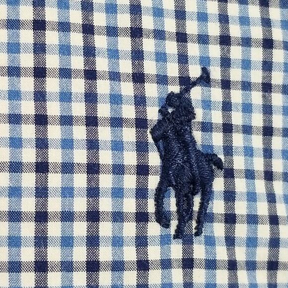 Ralph Lauren Shirt Mens XL Blue White Gingham Check Button Down Short Sleeve - Picture 5 of 14